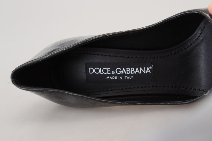 Women’s Dolce &amp; Gabbana Black Leather Heels Pumps Plastic Wrapped Shoes