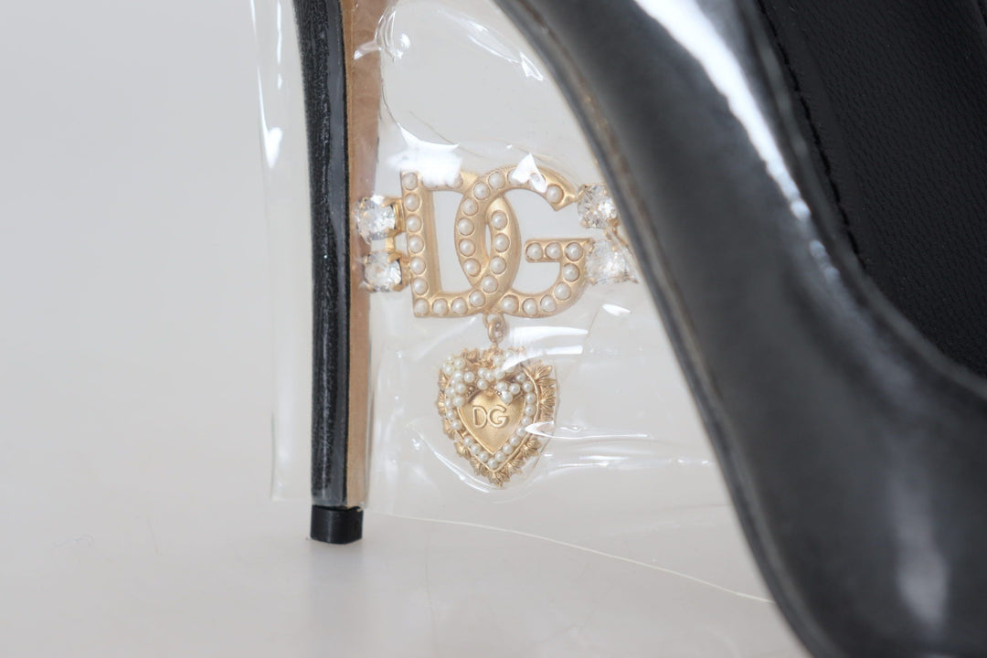 Women’s Dolce & Gabbana Black Leather Heels Pumps Plastic Wrapped Shoes