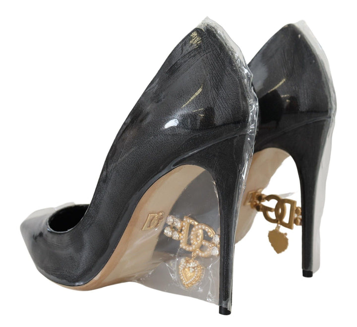 Women’s Dolce &amp; Gabbana Black Leather Heels Pumps Plastic Wrapped Shoes