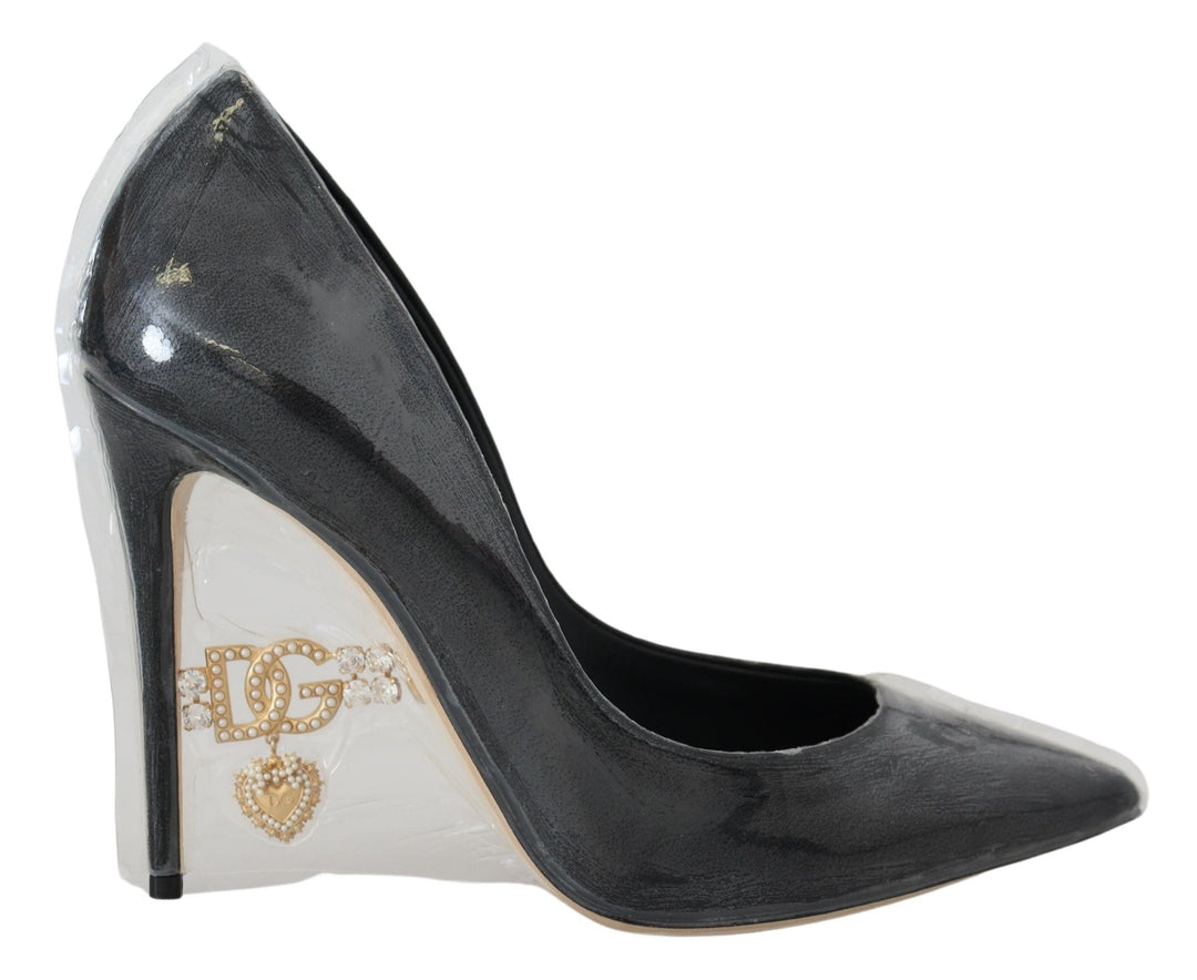 Women’s Dolce &amp; Gabbana Black Leather Heels Pumps Plastic Wrapped Shoes