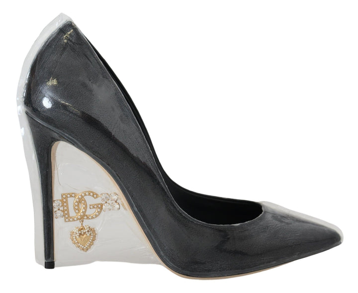 Women’s Dolce &amp; Gabbana Black Leather Heels Pumps Plastic Wrapped Shoes