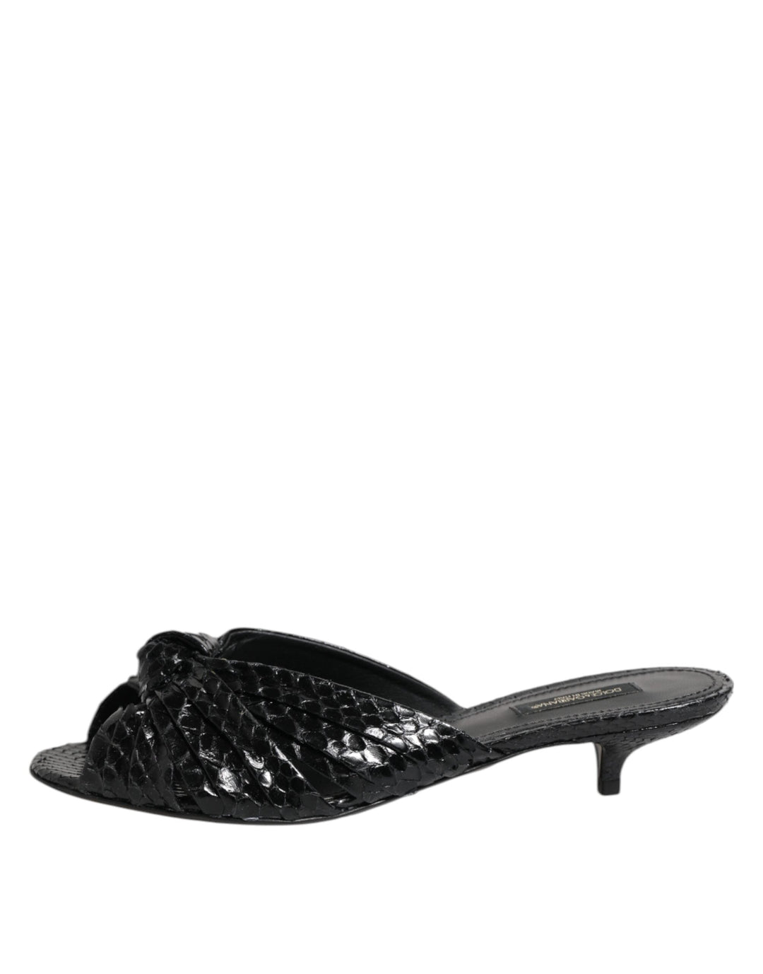 Women’s Dolce &amp; Gabbana Black Leather Heels Slides Sandals Shoes