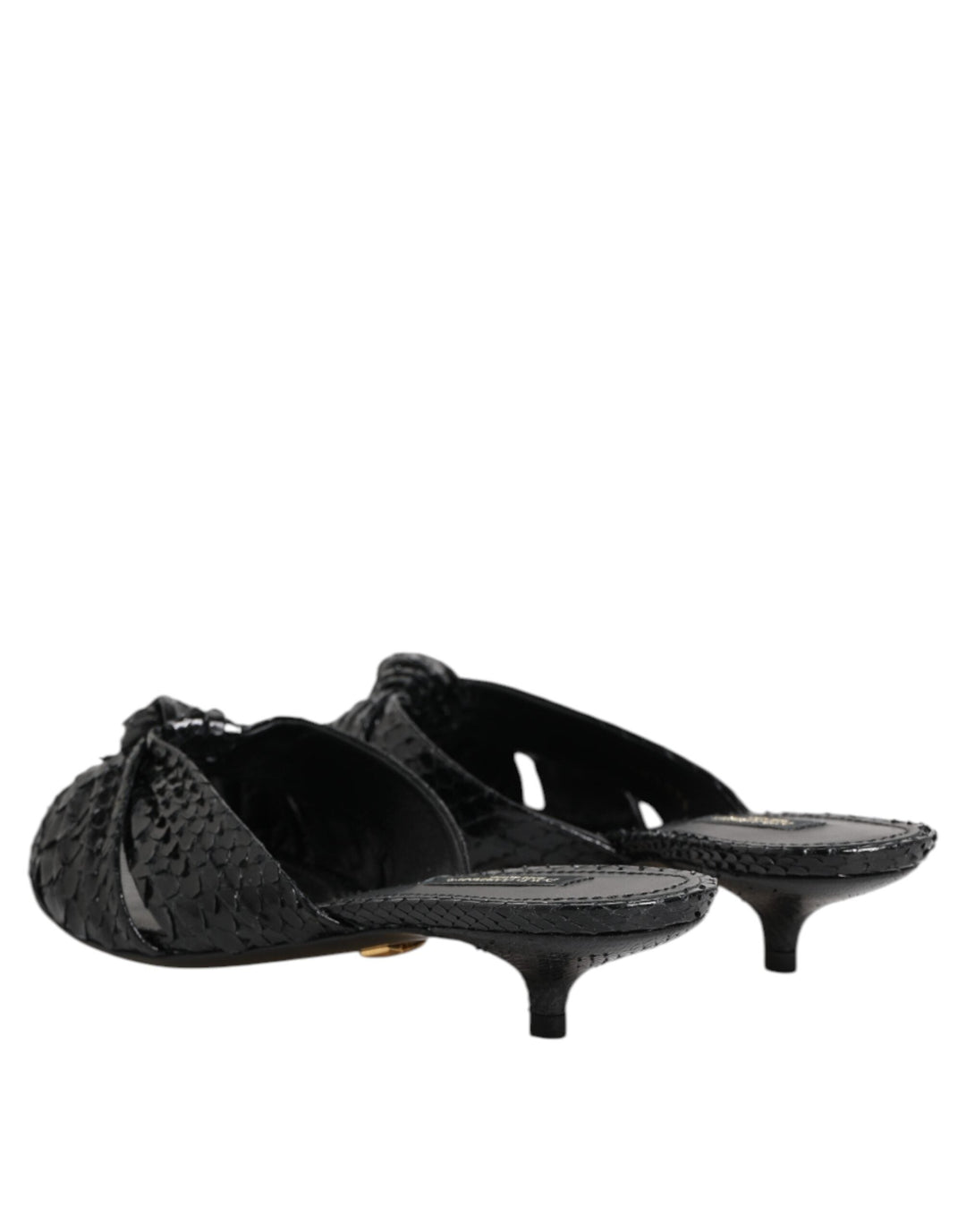 Women’s Dolce &amp; Gabbana Black Leather Heels Slides Sandals Shoes