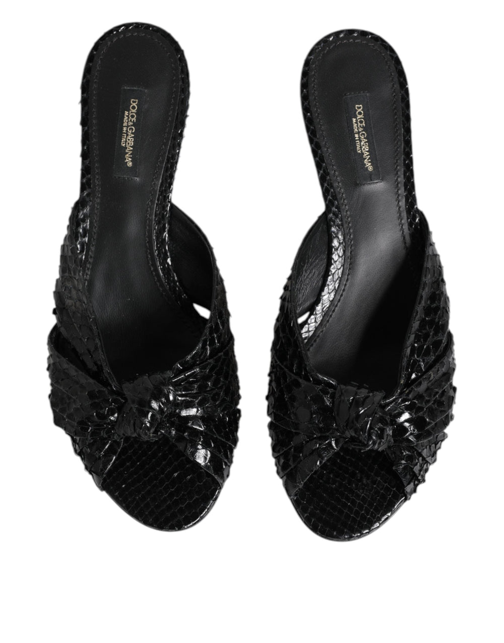 Women’s Dolce & Gabbana Black Leather Heels Slides Sandals Shoes