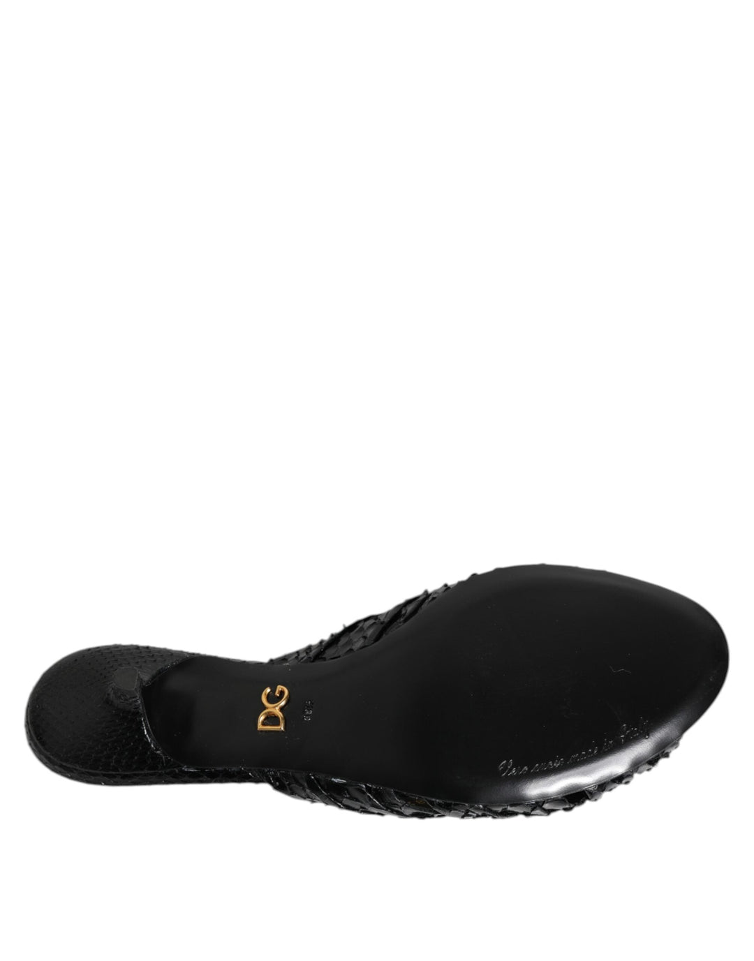 Women’s Dolce &amp; Gabbana Black Leather Heels Slides Sandals Shoes