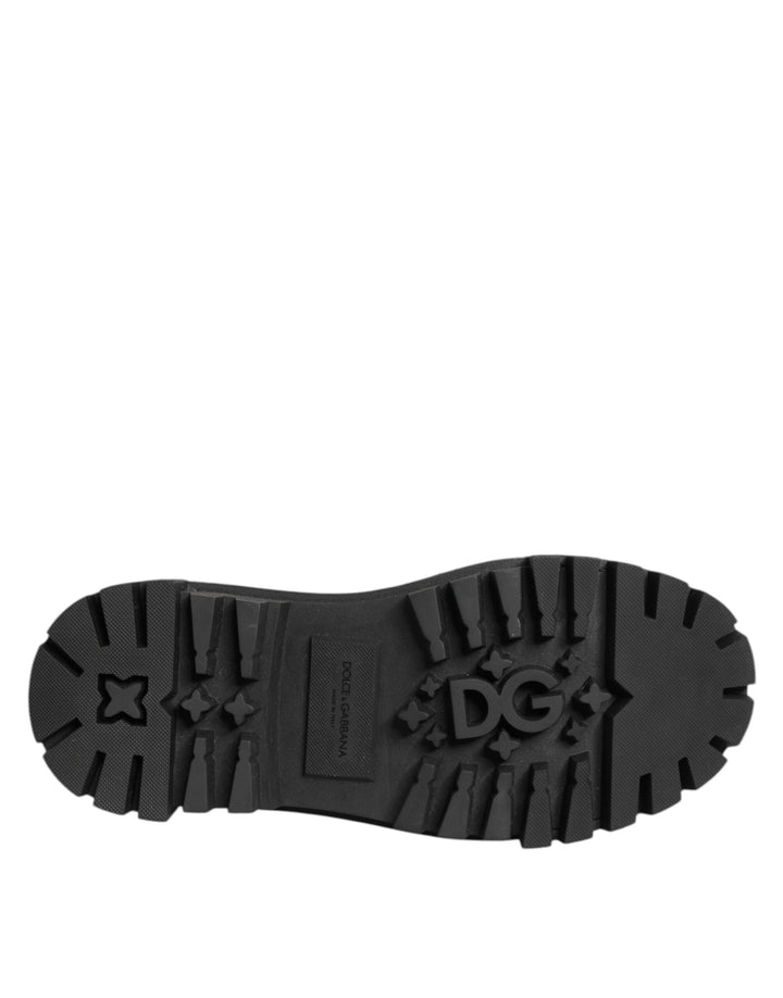 Women’s Dolce &amp; Gabbana Black Leather Jeweled Crystals Derby Shoes