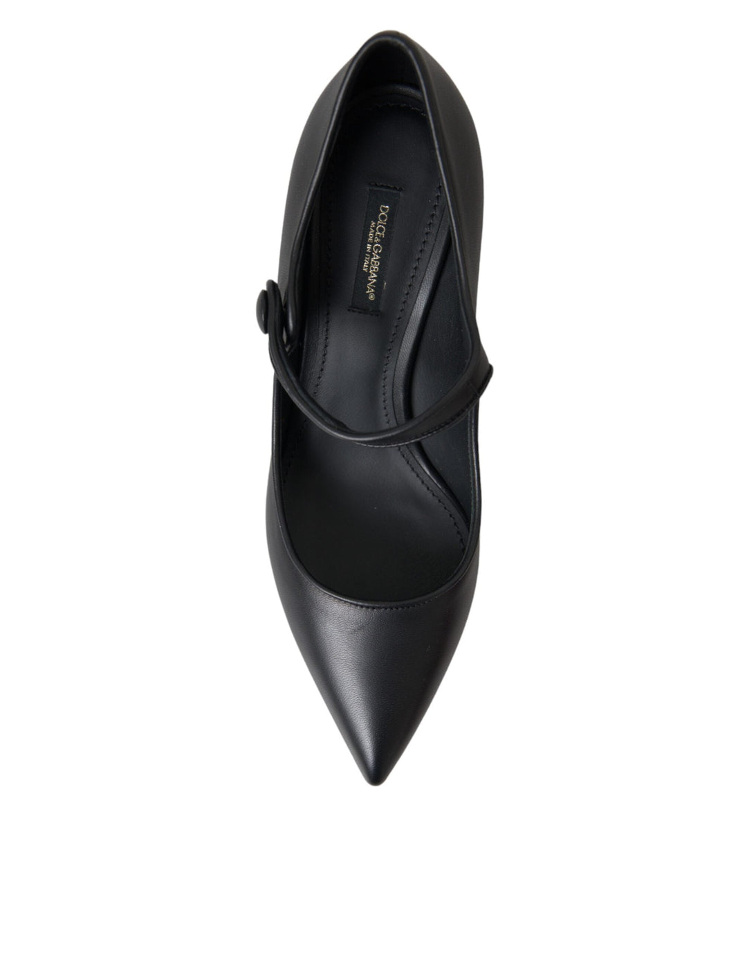Women’s Dolce &amp; Gabbana Black Leather Logo Heels Mary Janes Pumps Shoes