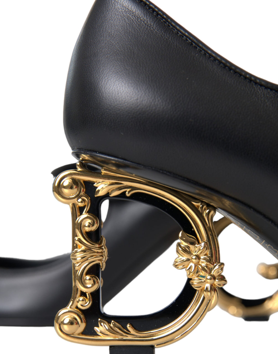 Women’s Dolce &amp; Gabbana Black Leather Logo Heels Mary Janes Pumps Shoes