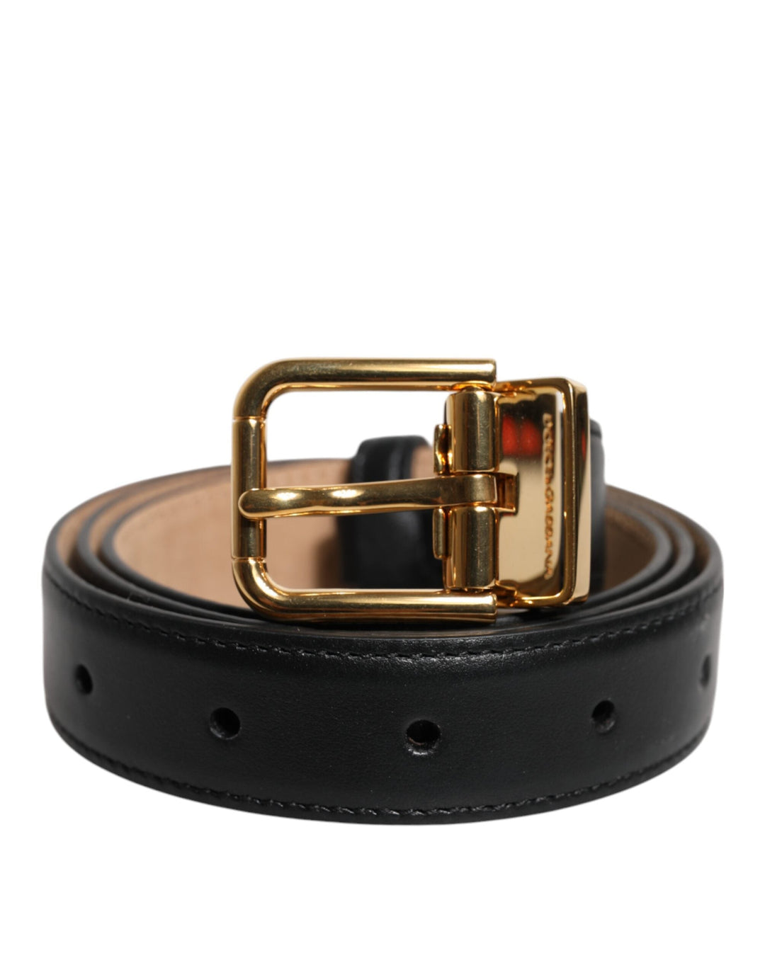 Women’s Dolce &amp; Gabbana Black Leather Logo Metal Waist Buckle Belt
