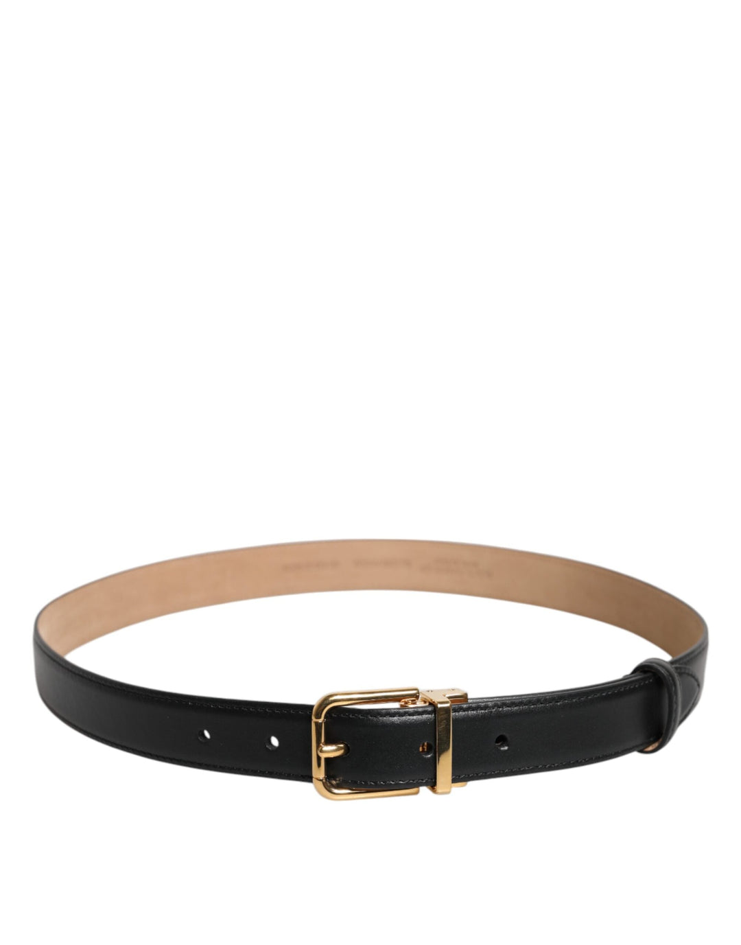 Women’s Dolce &amp; Gabbana Black Leather Logo Metal Waist Buckle Belt