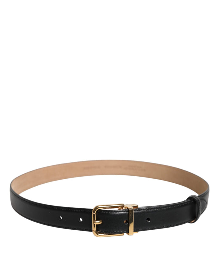 Women’s Dolce &amp; Gabbana Black Leather Logo Metal Waist Buckle Belt