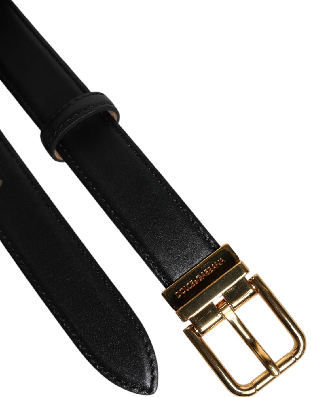 Women’s Dolce &amp; Gabbana Black Leather Logo Metal Waist Buckle Belt