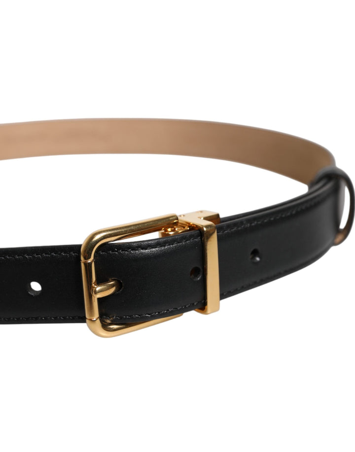 Women’s Dolce &amp; Gabbana Black Leather Logo Metal Waist Buckle Belt