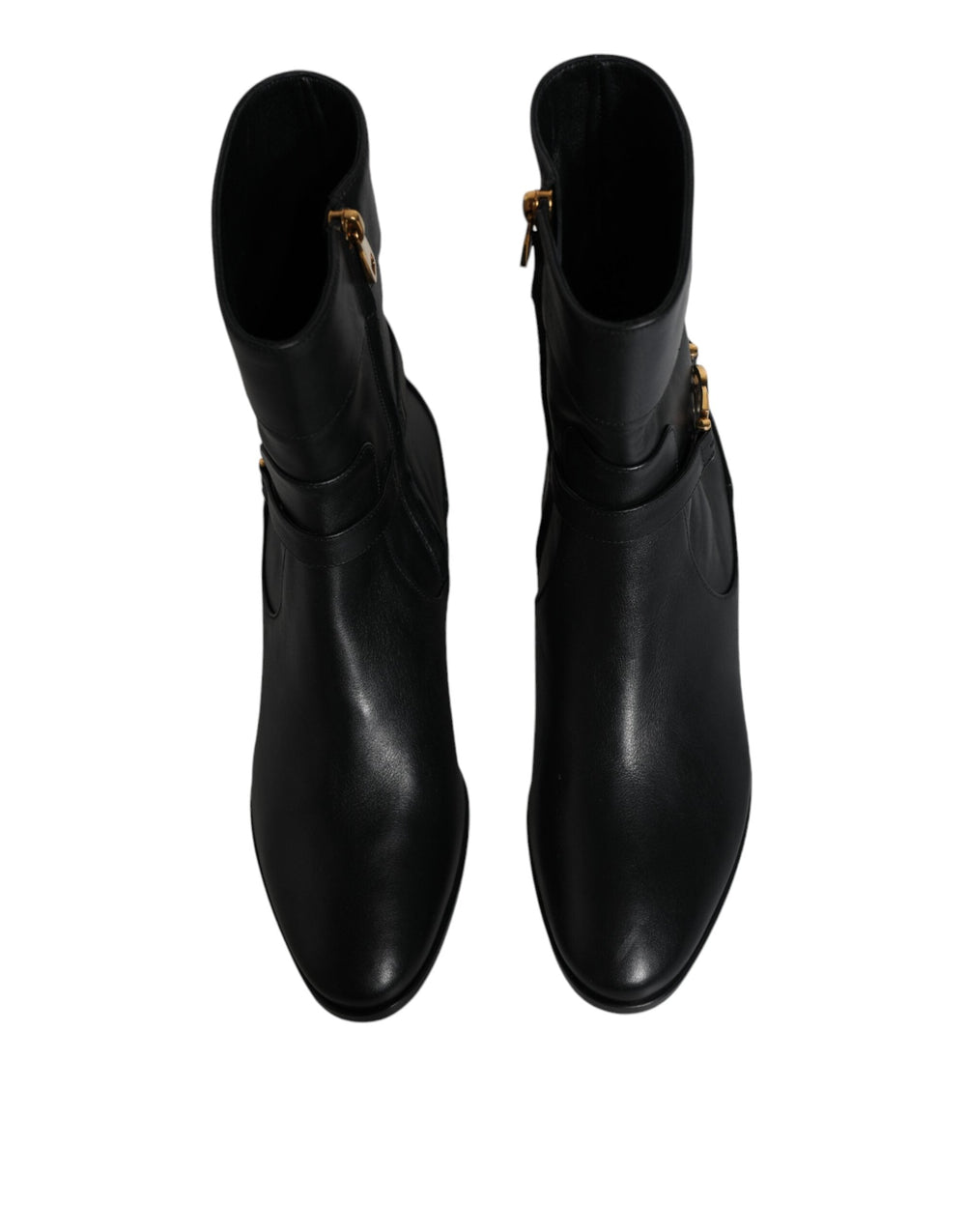 Women’s Dolce & Gabbana Black Leather Logo Mid Calf Boots Shoes