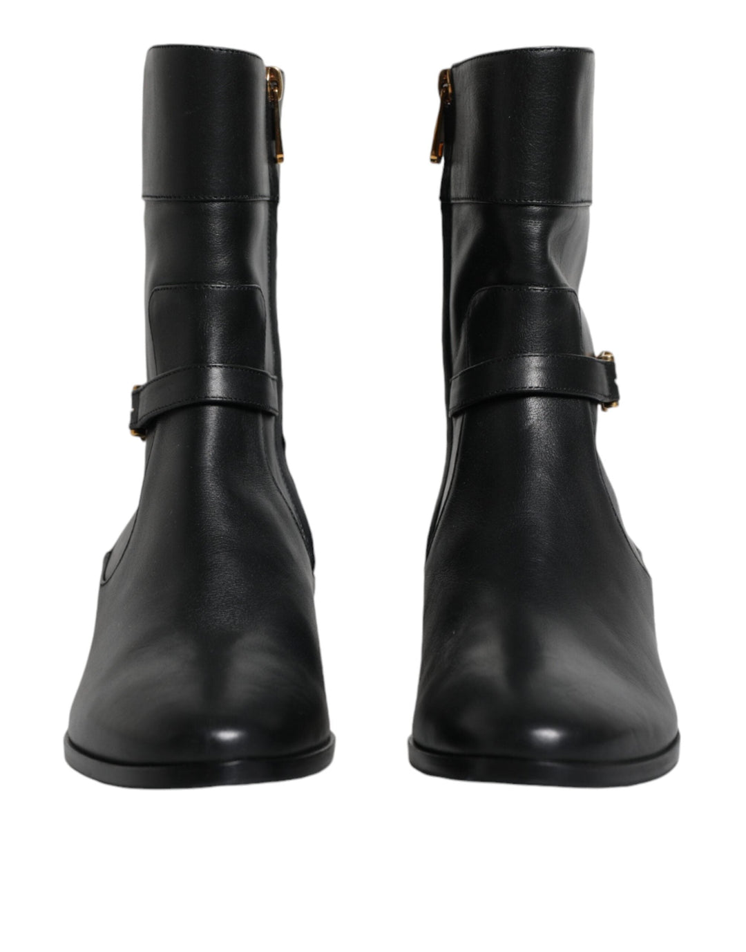 Women’s Dolce &amp; Gabbana Black Leather Logo Mid Calf Boots Shoes