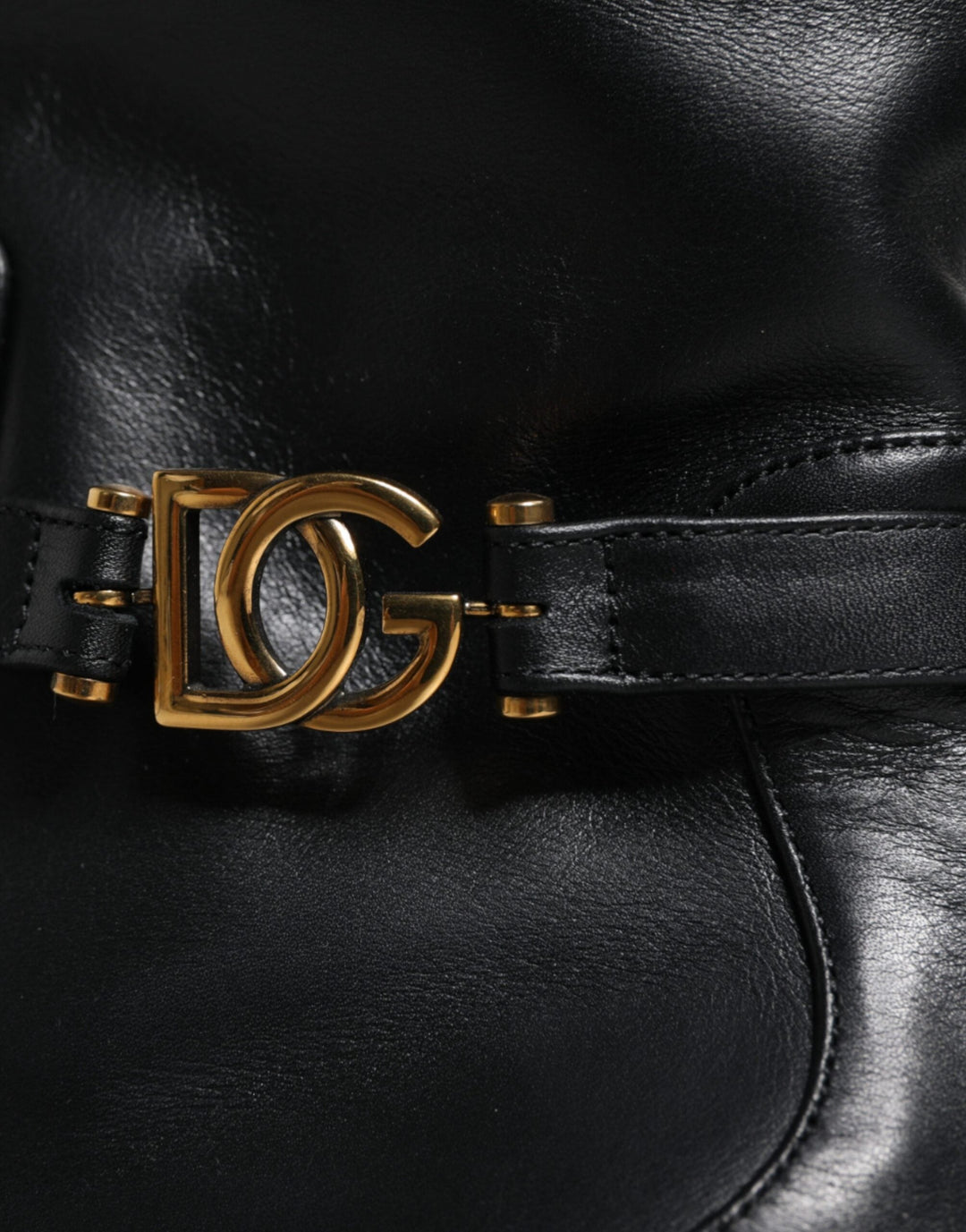 Women’s Dolce &amp; Gabbana Black Leather Logo Mid Calf Boots Shoes