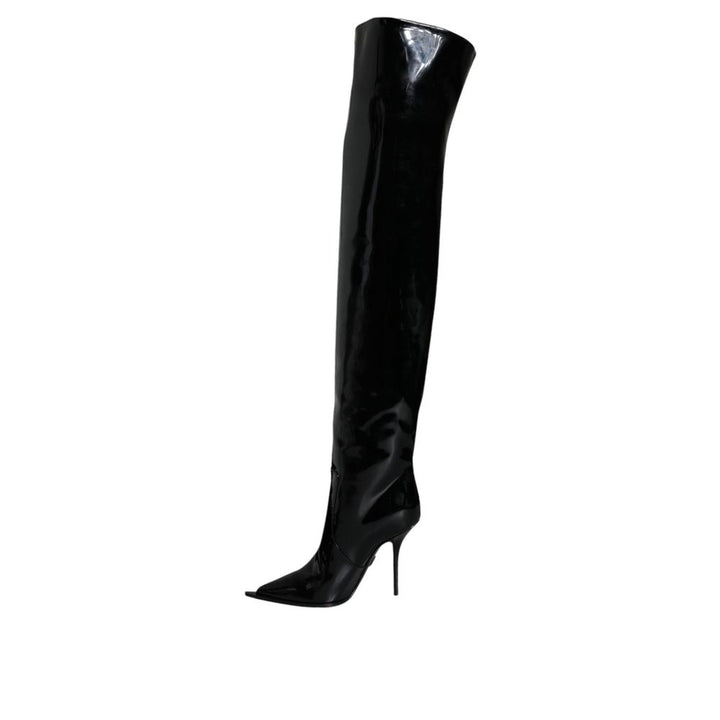 Dolce &amp; Gabbana Black Leather Over The Knee