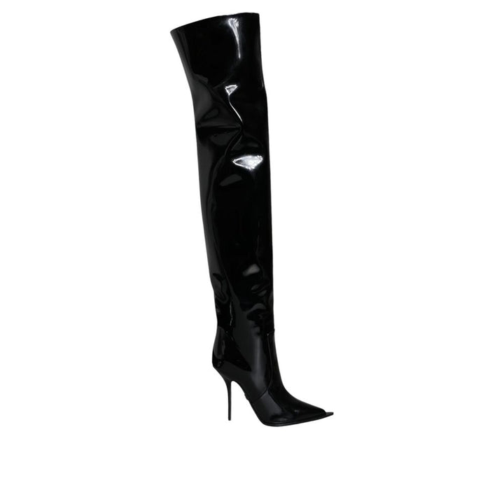 Dolce &amp; Gabbana Black Leather Over The Knee