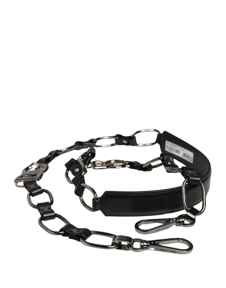 Women’s Dolce &amp; Gabbana Black Leather Silver Chain Bag Accessory Shoulder Strap