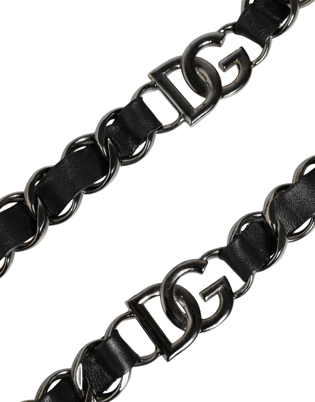 Women’s Dolce &amp; Gabbana Black Leather Silver Chain Bag Accessory Shoulder Strap