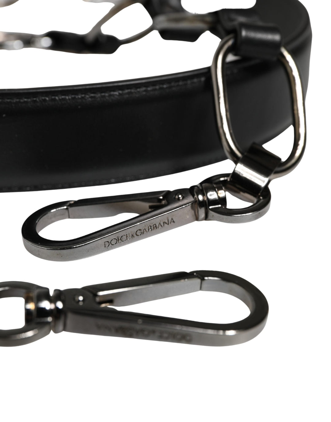 Women’s Dolce &amp; Gabbana Black Leather Silver Chain Bag Accessory Shoulder Strap