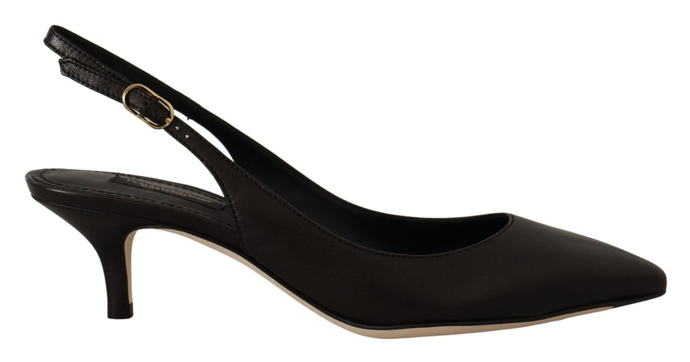 Women’s Dolce & Gabbana Black Leather Slingbacks Heels Pumps Shoes