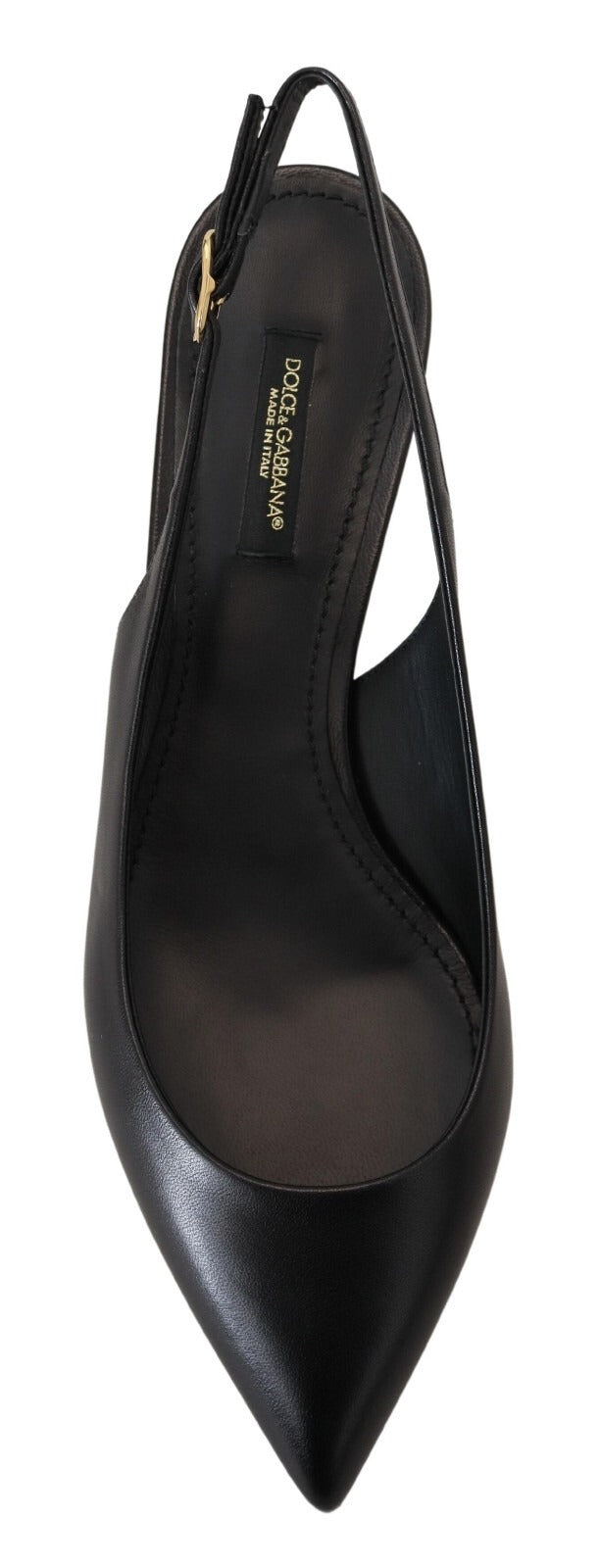 Women’s Dolce &amp; Gabbana Black Leather Slingbacks Heels Pumps Shoes