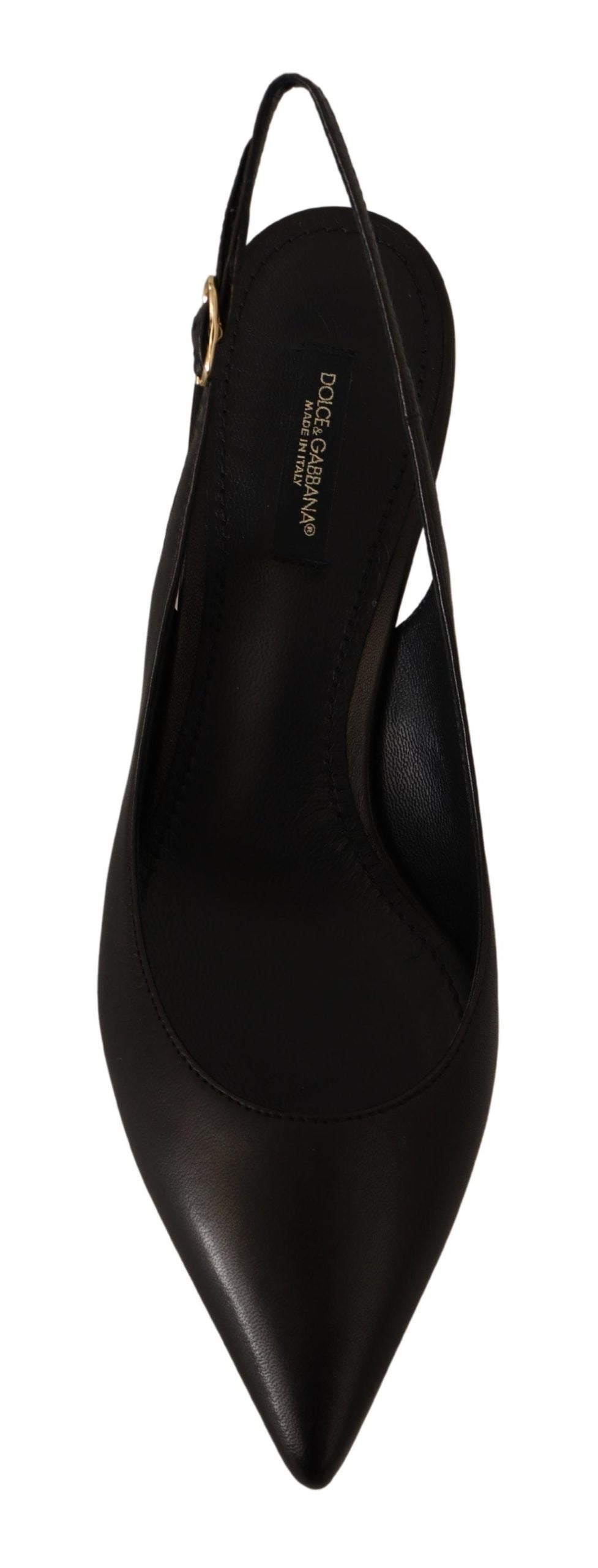Women’s Dolce &amp; Gabbana Black Leather Slingbacks Heels Pumps Shoes