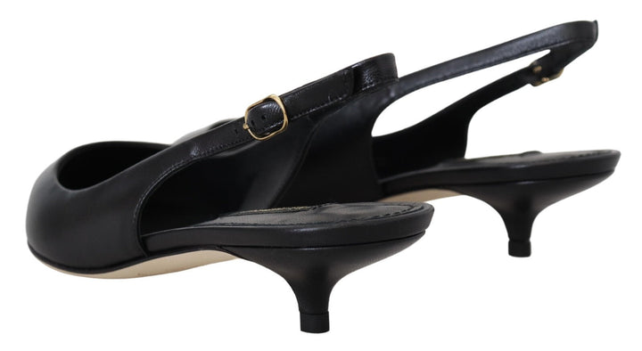Women’s Dolce &amp; Gabbana Black Leather Slingbacks Heels Pumps Shoes