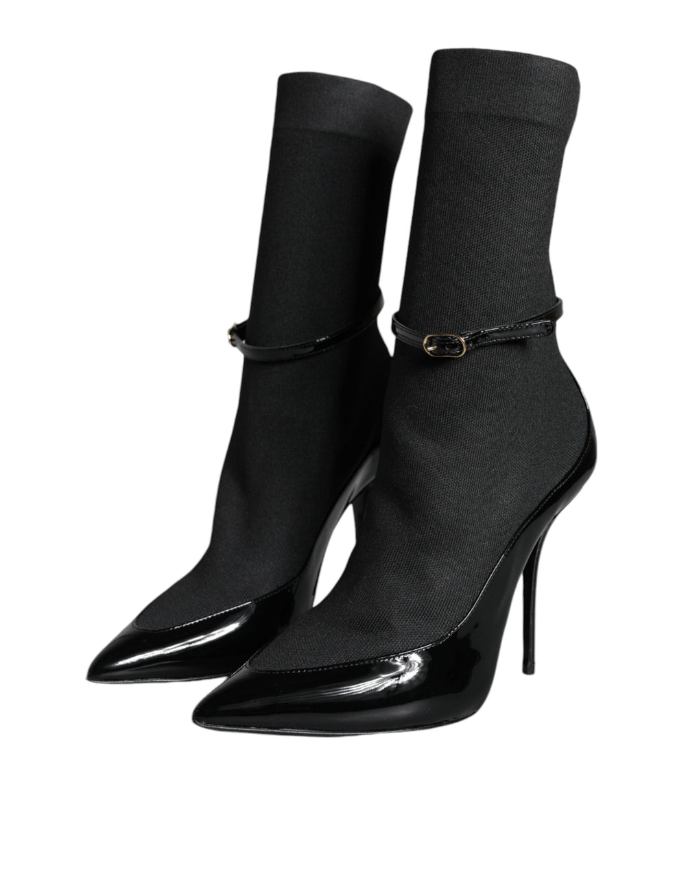 Women’s Dolce & Gabbana Black Leather Stilettos Booties Socks Shoes