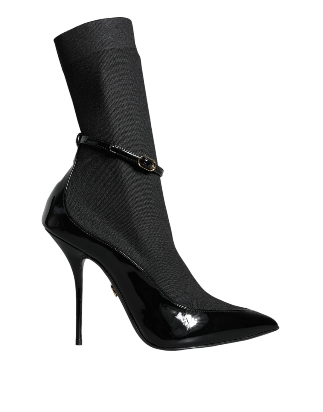 Women’s Dolce &amp; Gabbana Black Leather Stilettos Booties Socks Shoes