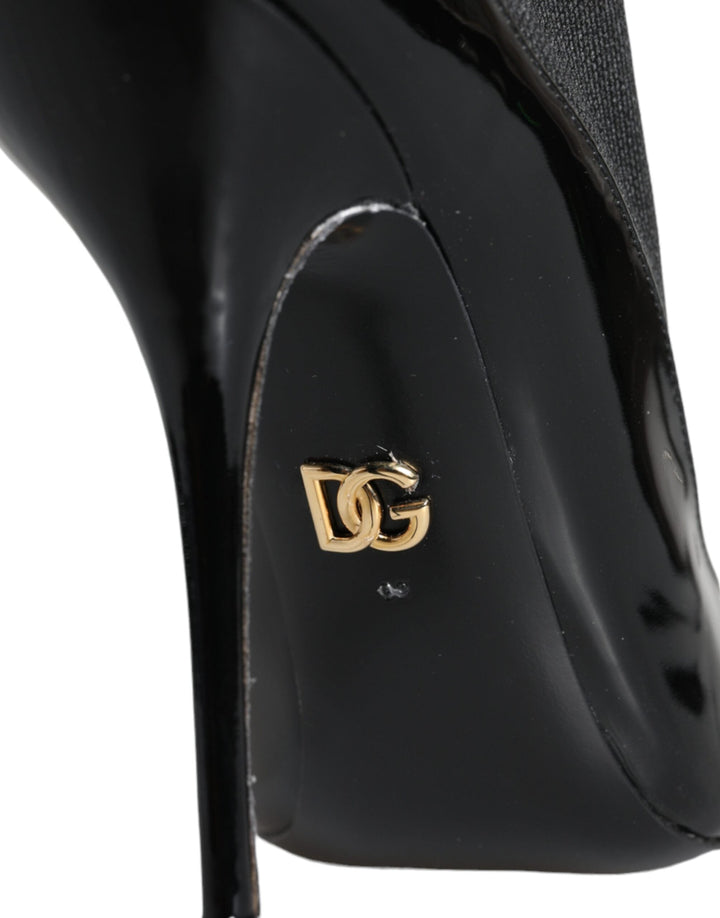 Women’s Dolce &amp; Gabbana Black Leather Stilettos Booties Socks Shoes