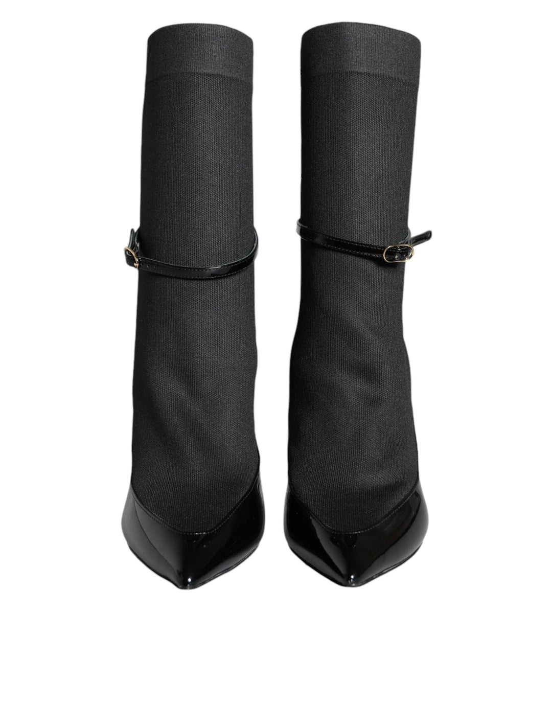 Women’s Dolce &amp; Gabbana Black Leather Stilettos Booties Socks Shoes