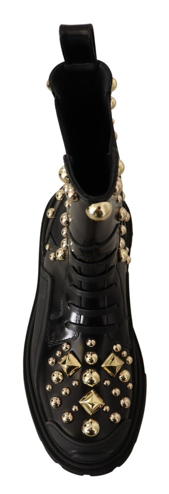 Women’s Dolce &amp; Gabbana Black Leather Studded Combat Boots