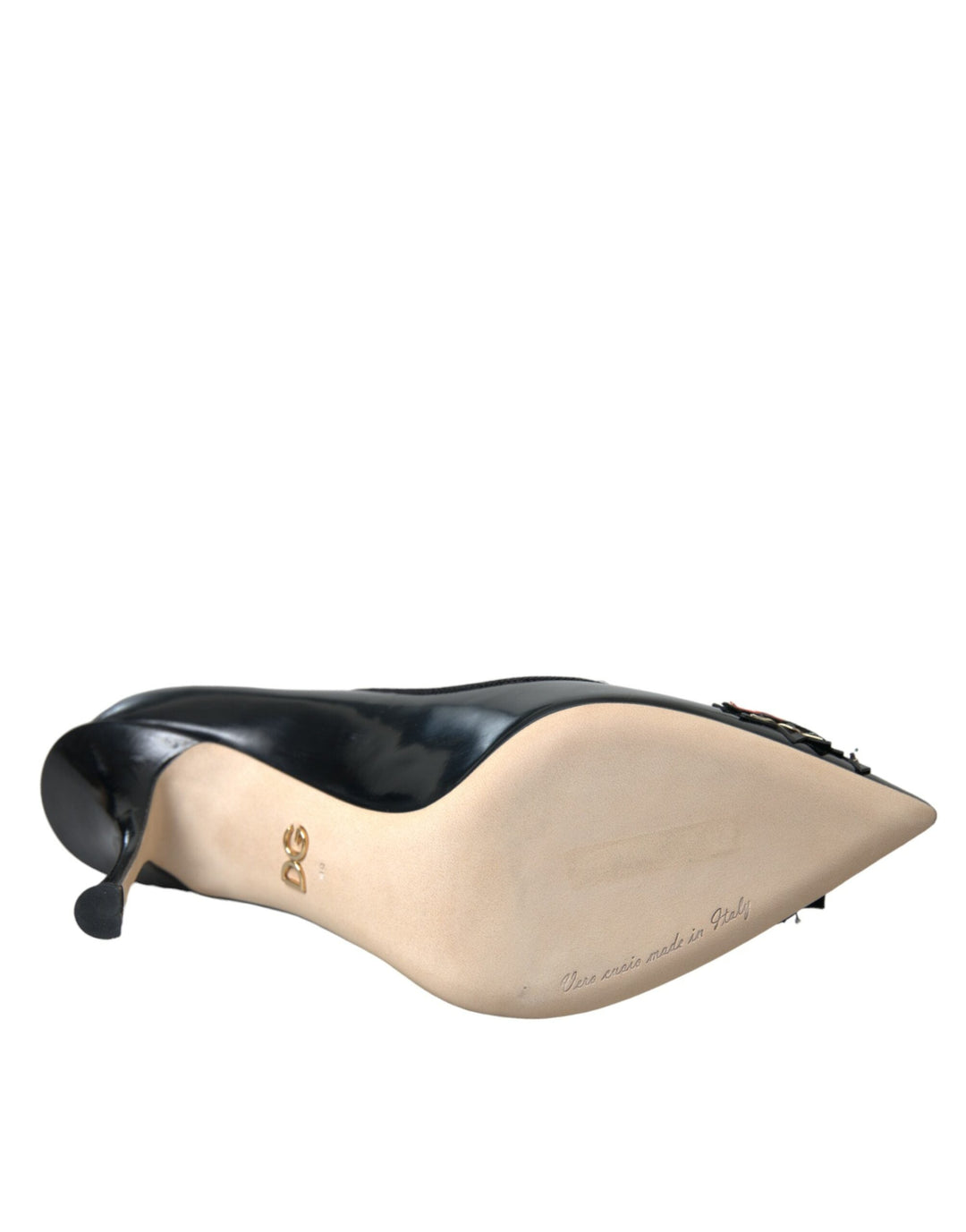Women’s Dolce &amp; Gabbana Black Leather Wow Patch Heels Pumps Shoes