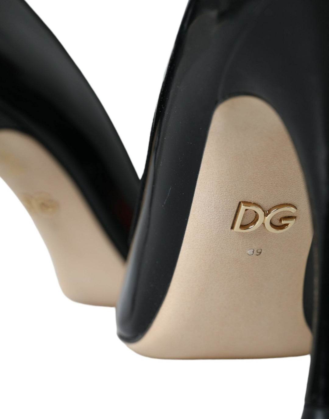 Women’s Dolce &amp; Gabbana Black Leather Wow Patch Heels Pumps Shoes