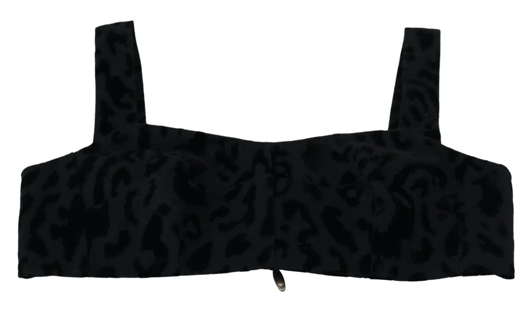Women’s Dolce &amp; Gabbana Black Leopard Cropped Bustier Corset Bra Top