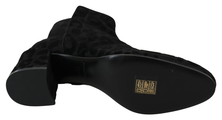 Women’s Dolce &amp; Gabbana Black Leopard Short Boots Zipper Shoes