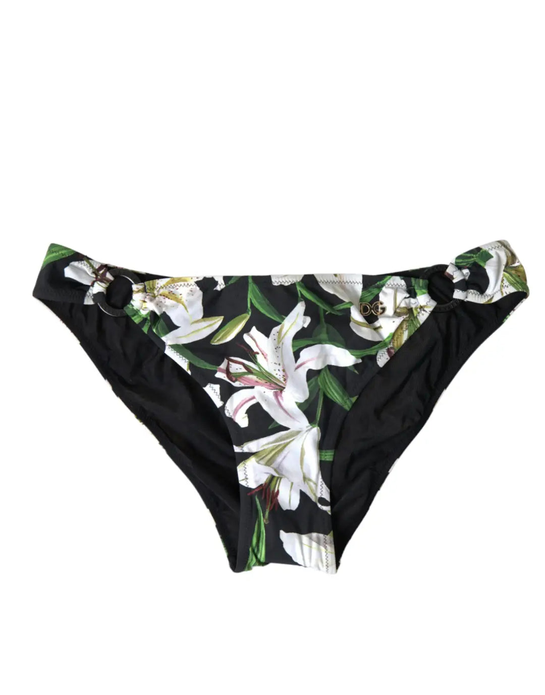 Women’s Dolce &amp; Gabbana Black Lily Print Swimwear Bottom Beachwear Bikini