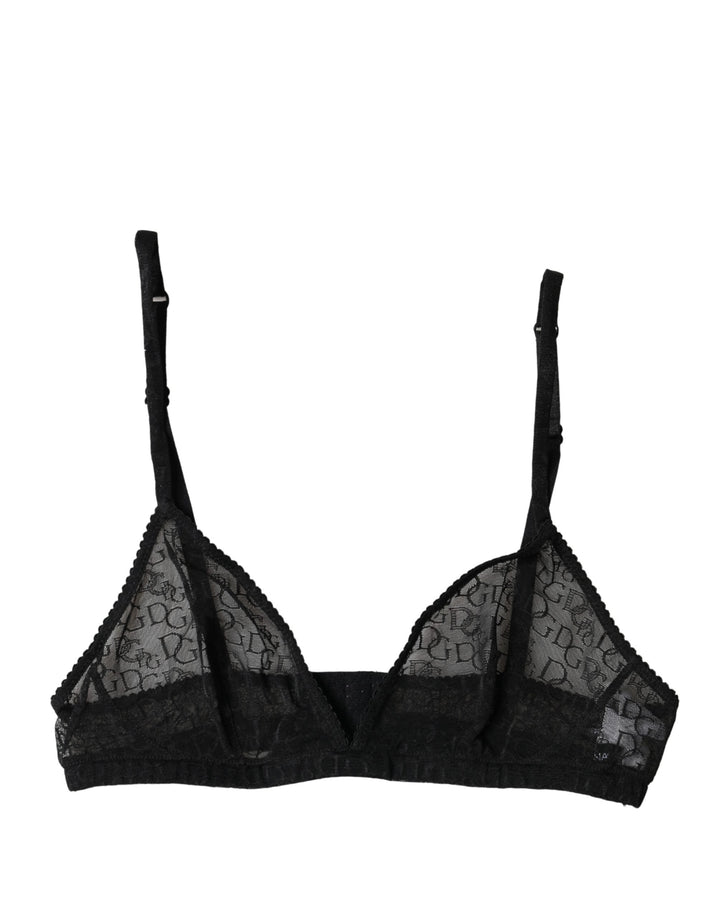 Women’s Dolce &amp; Gabbana Black Logo Mania Sheer Soft Cup Bra Underwear