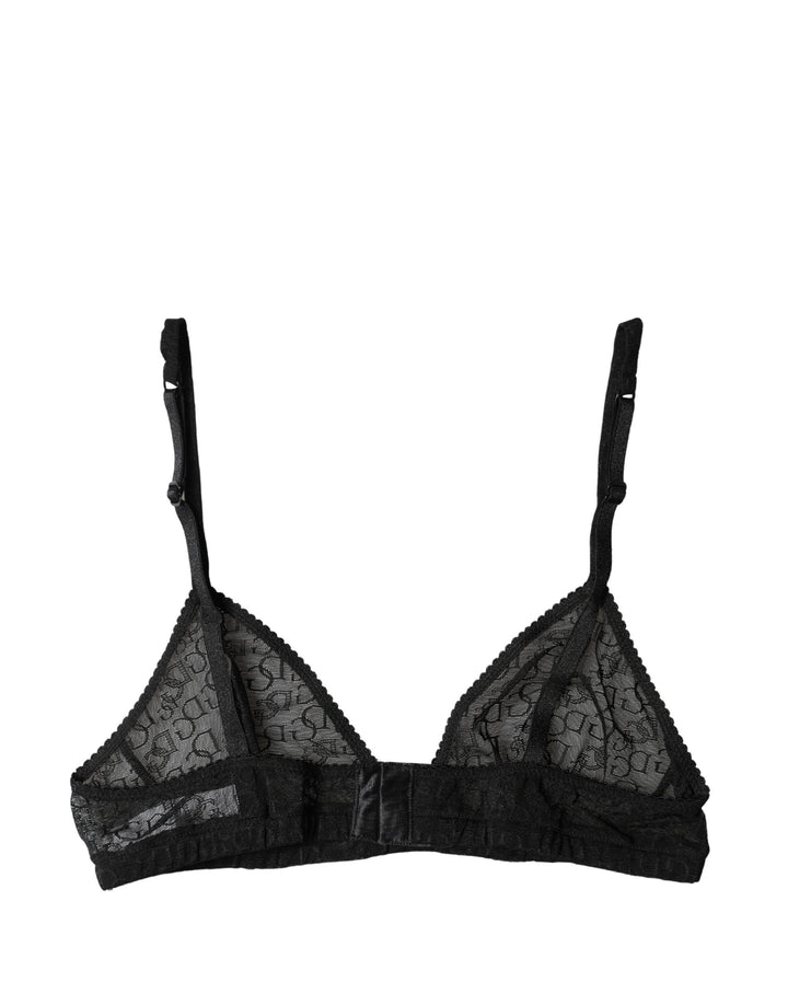 Women’s Dolce &amp; Gabbana Black Logo Mania Sheer Soft Cup Bra Underwear