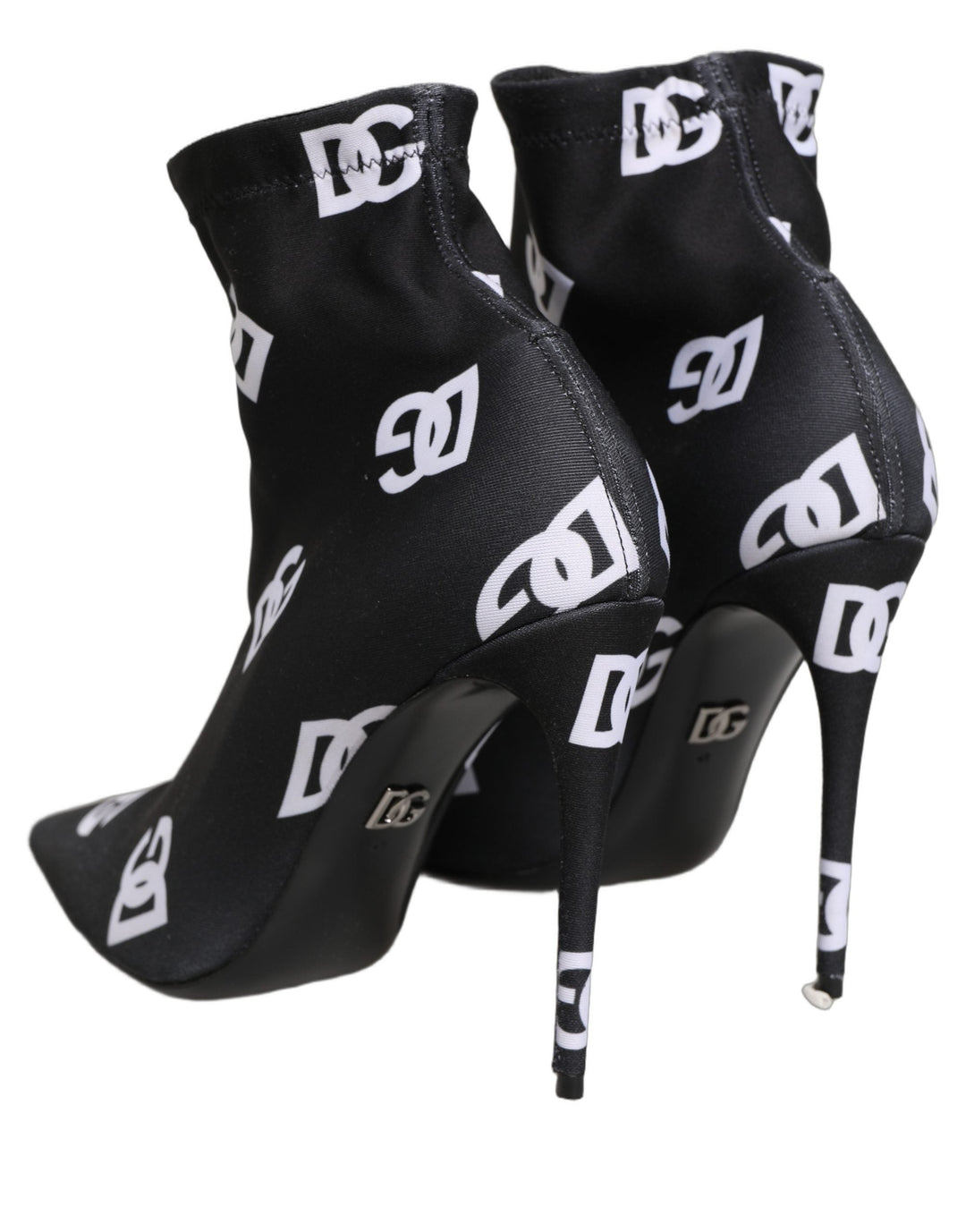 Women’s Dolce &amp; Gabbana Black Logo Stretch Heels Ankle Boots Shoes