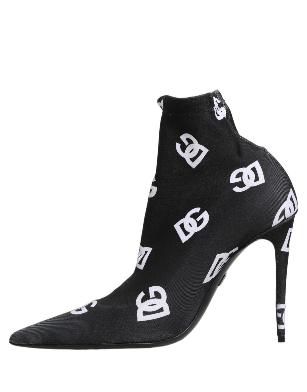 Women’s Dolce &amp; Gabbana Black Logo Stretch Heels Ankle Boots Shoes