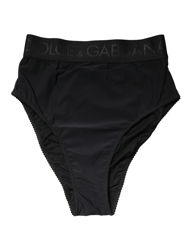 Women’s Dolce &amp; Gabbana Black Logo Waistband High Brief Underwear