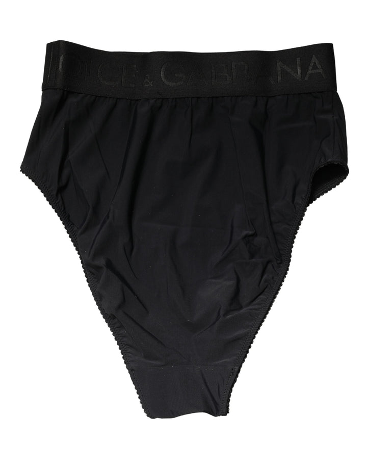 Women’s Dolce &amp; Gabbana Black Logo Waistband High Brief Underwear