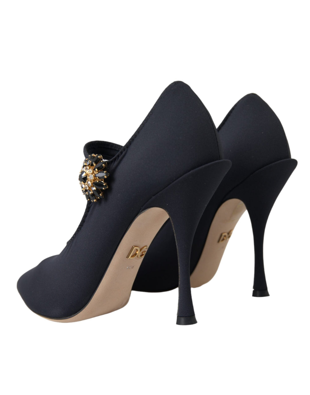 Women’s Dolce &amp; Gabbana Black Mary Jane Jersey Crystal Pumps Shoes