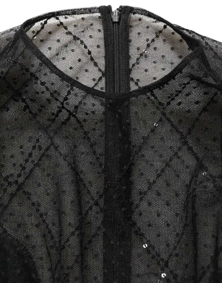 Women’s Dolce &amp; Gabbana Black Mesh Lace Long Sleeved Maxi Gown Dress