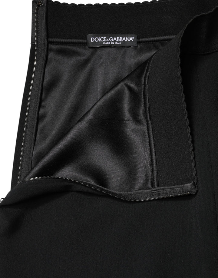 Women’s Dolce &amp; Gabbana Black Mid Waist A-line Knee Length Skirt