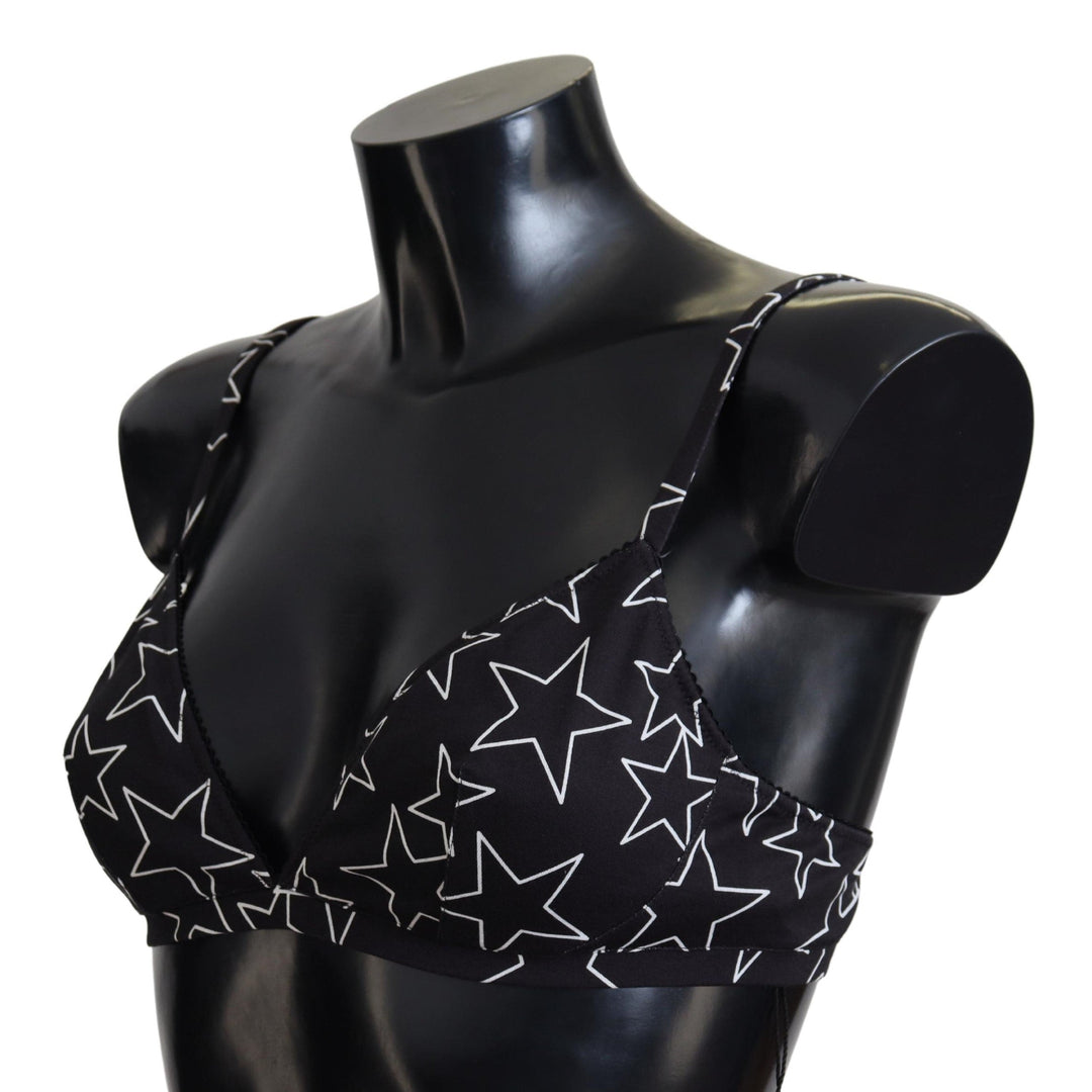 Women’s Dolce &amp; Gabbana Black Millennials Star Non Wire Cotton Bra Underwear