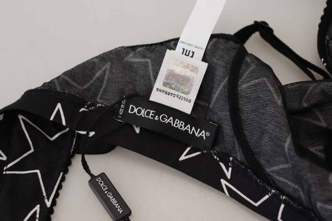 Women’s Dolce &amp; Gabbana Black Millennials Star Non Wire Cotton Bra Underwear